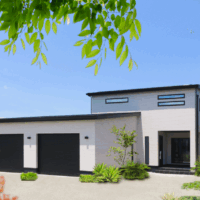 ビルトインガレージ付き 真っ白いタイルの家 建築実例 ビルトインガレージ付き 真っ白いタイルの家